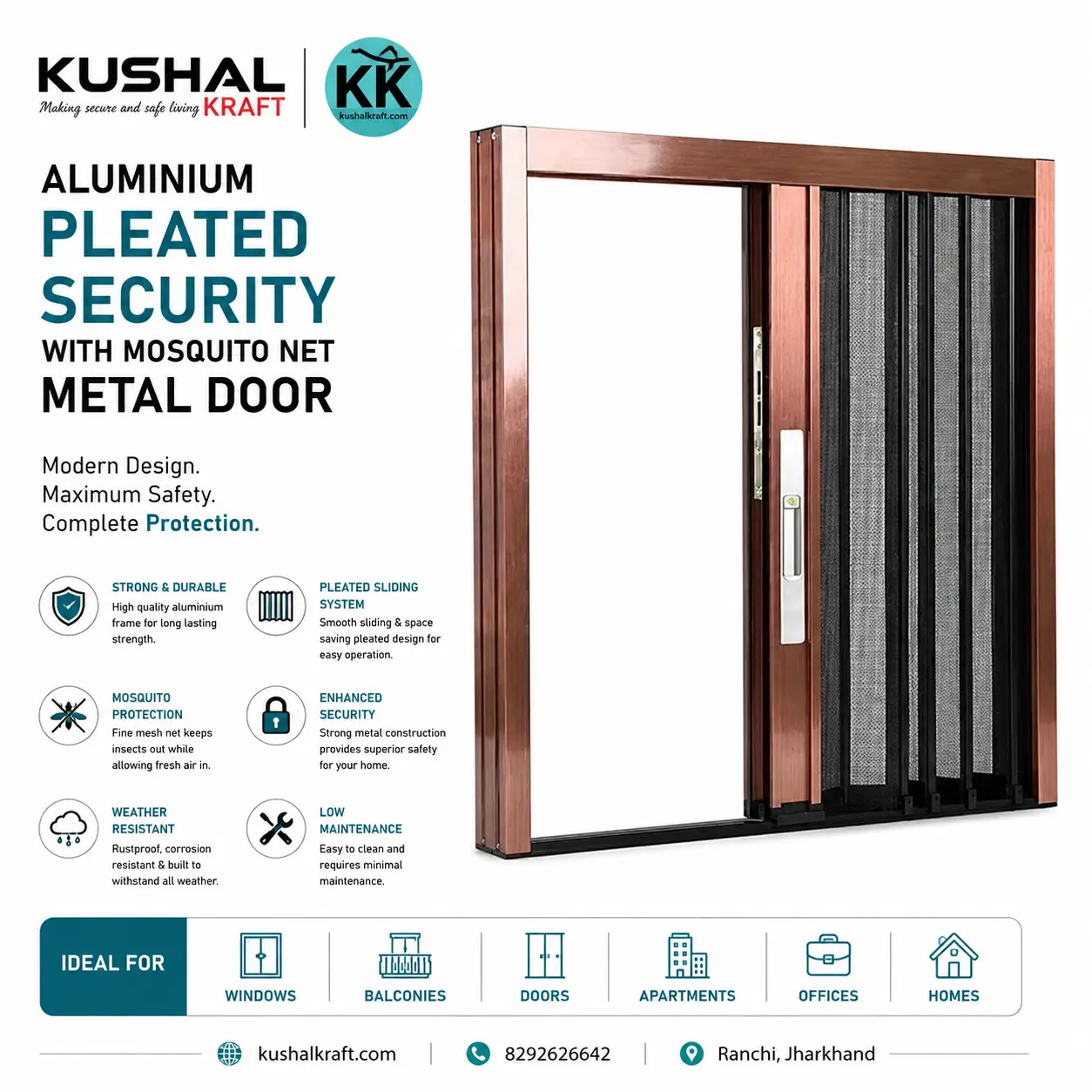 Modern Aluminum Security Sliding Mosquito Mesh Door for Home and Office - View 4
