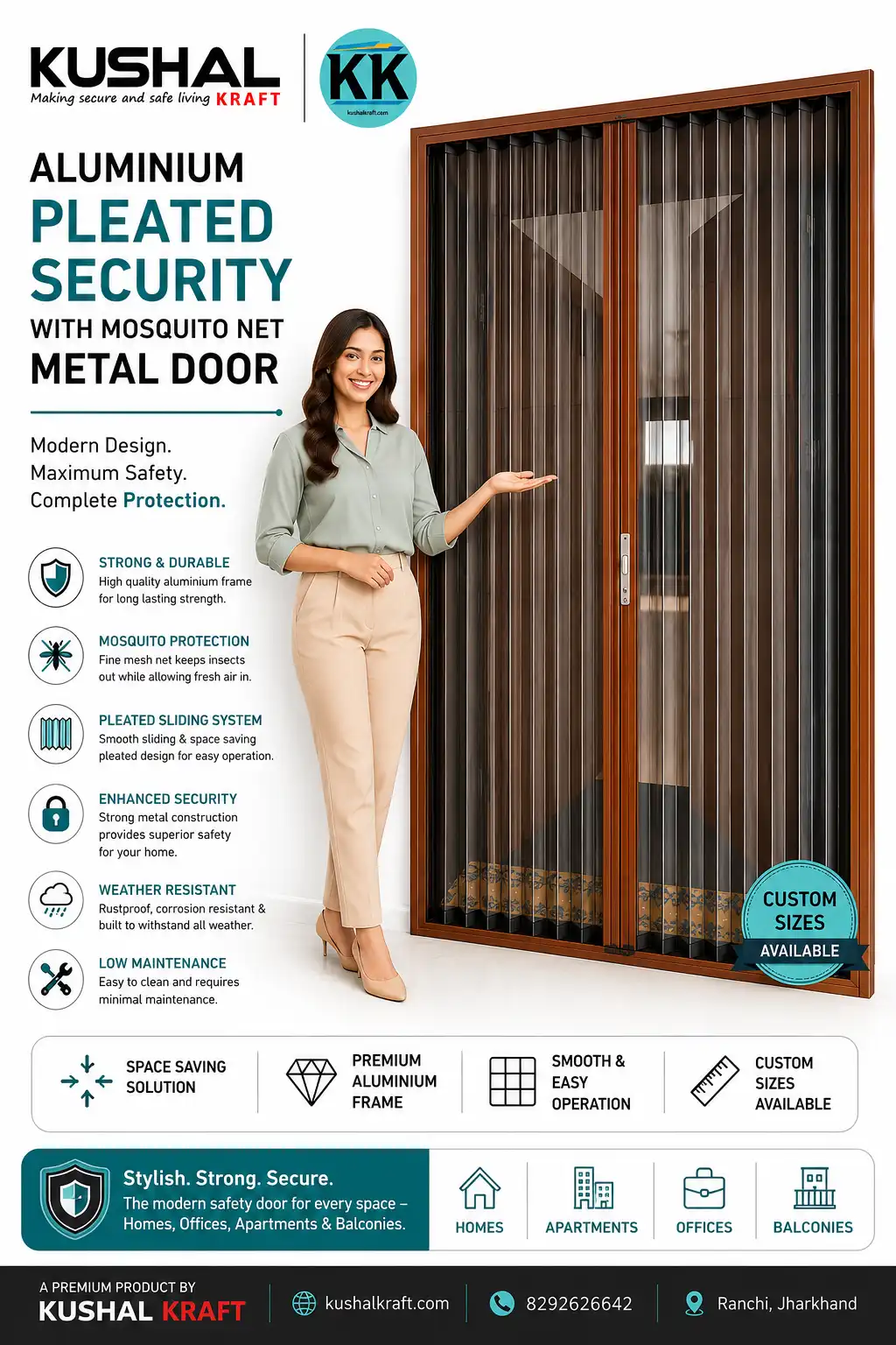 Modern Aluminum Security Sliding Mosquito Mesh Door for Home and Office - View 2